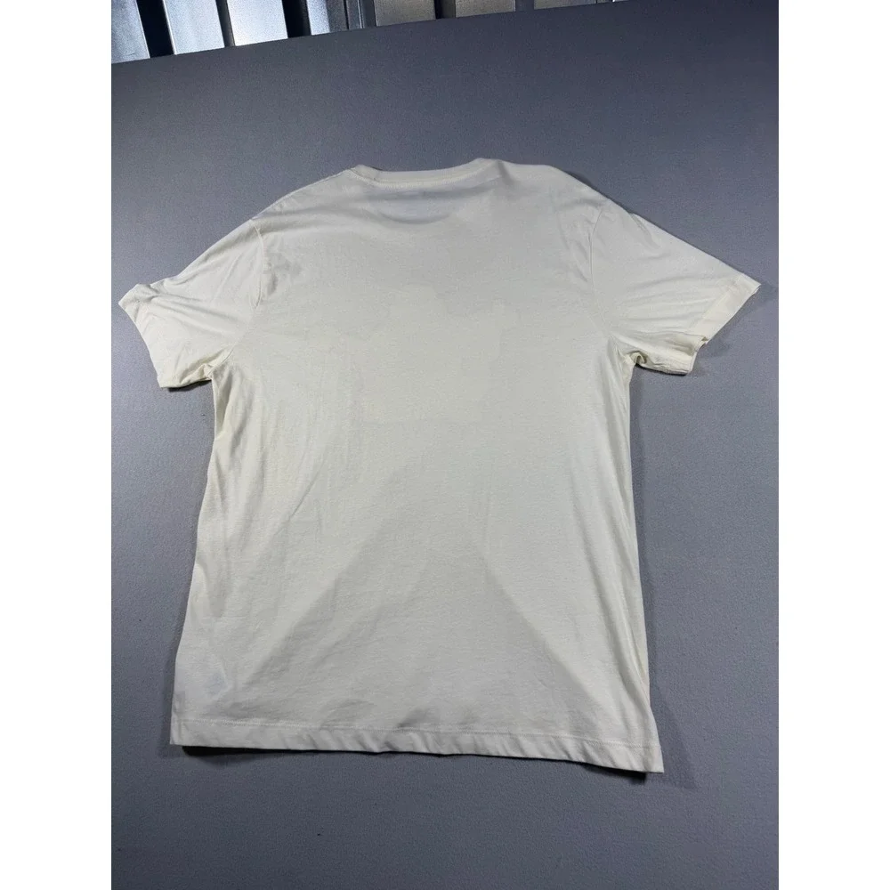 True Religion Mens XL Buddha Guitar Graphic T-Shirt Cream Red Short Sleeve Tee